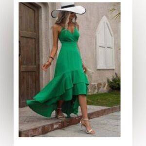 SHEIN Green High Low Dress